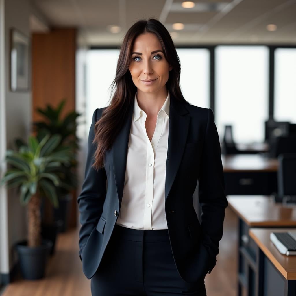 Mette, din faste kontakt hos StartRegnskab, i et lyst kontor